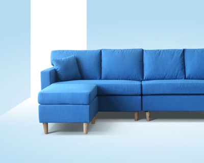 豐田L型布沙發(藍色)