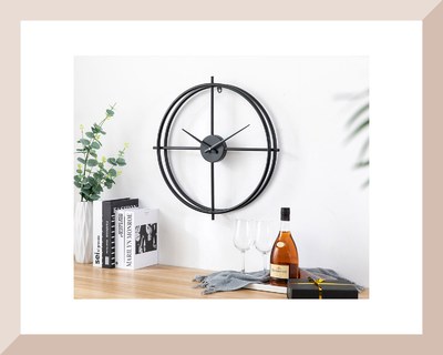 極簡雙環造型掛鐘 時鐘 鐵藝 創意 簡約 北歐風(LS0110)
