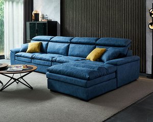普拉托L型布沙發(藍色)